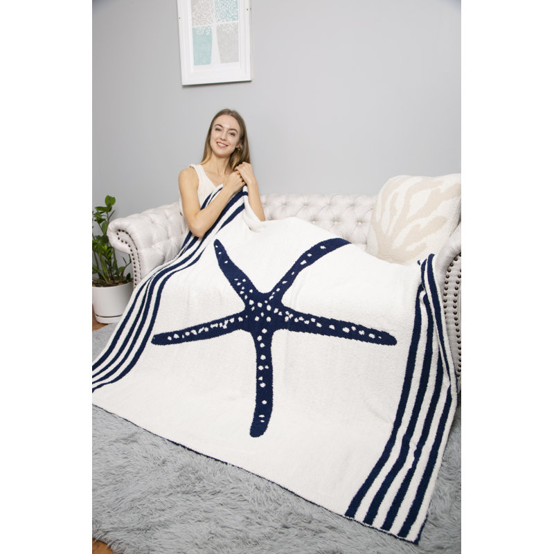 Starfish Pattern Luxury Soft Throw Blanket - NAVY