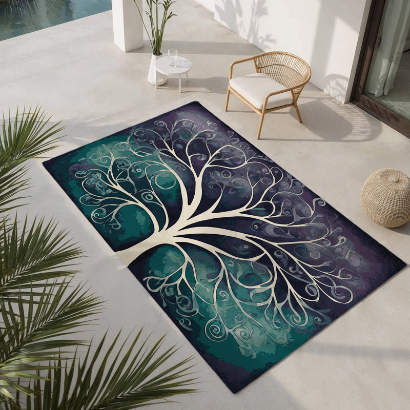 Verdant Reverie Indoor And Outdoor Area Rug, Rectangle 1'6" x 2'6"
