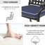 6 chaises de patio en fonte d'aluminium avec structure noire et coussins bleus, lignes traditionnelles exquises, élégantes pour les espaces extérieurs, revêtement résistant aux températures élevées, confortable