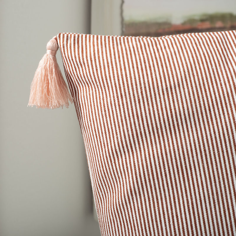 Rusty Red and White Square Contemporary Pillow