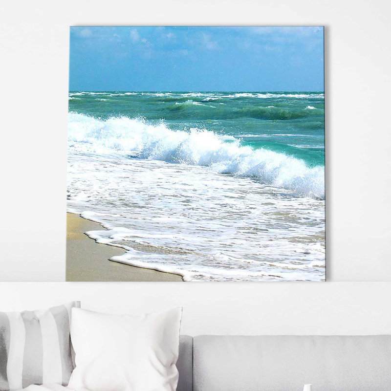 «Teal Surf I» par Nicholas Biscardi - photographie, Toile tendue, H 36 po x l 36 po x P 1,5 po