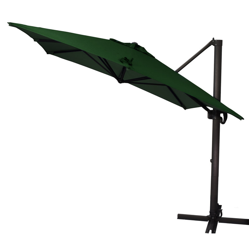 Parasol carré en porte-à-faux 8,5 pi Placencia, Toile Sunbrella® vert forêt