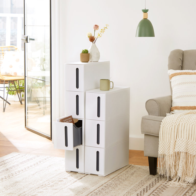 Hartmut Plastic / Acrylic Freestanding Bathroom Drawers, White