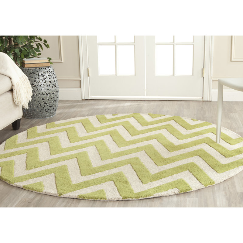 Sanyla Hand Tufted Wool Chevron Rug, Round 6'
