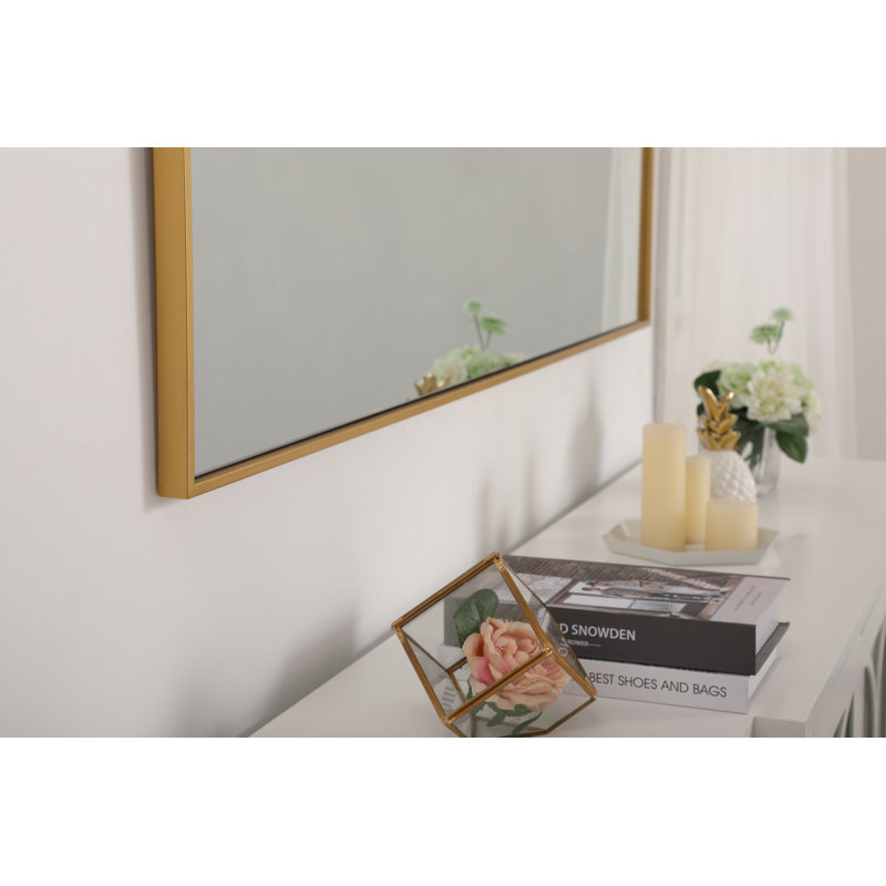 Sabine Metal Rectangle Wall Mirror, 60" x 20", Brass