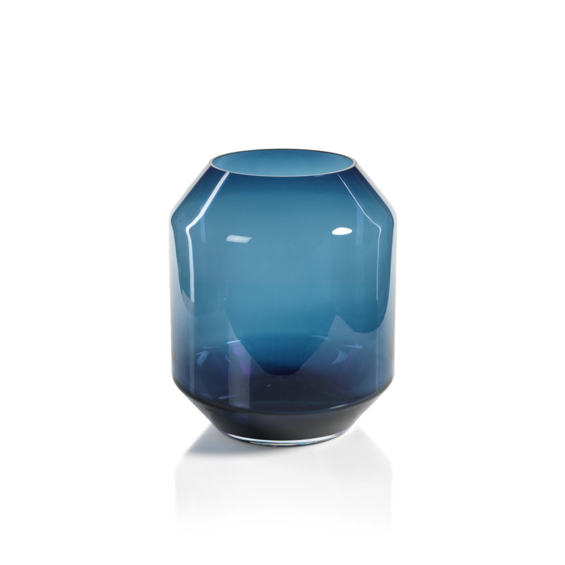 Ouragan en verre Anjou, Bleu minuit, H 14,25 po x l 12 po x P 12 po