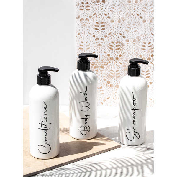 Modern Refillable Shampoo and Conditioner Bottles | 16 Fl oz. | Set of 3