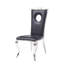 Chaise d'appoint contemporaine en cuir synthétique noir et acier inoxydable (ensemble de 2)
