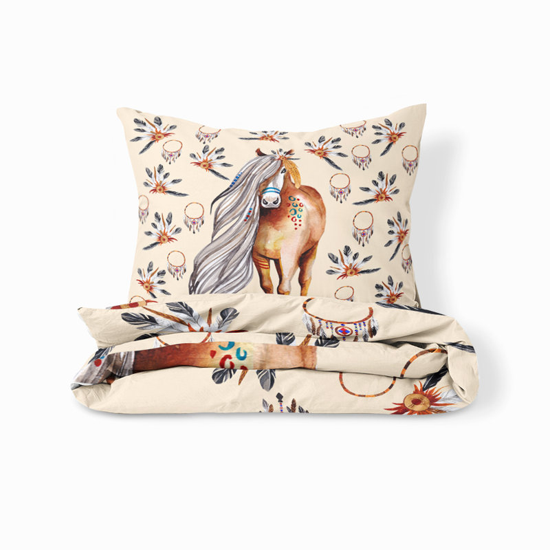 Ensemble de housse de couette Pony, Housse de couette très grand + 2 taies décoratives
