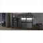 Lit mezzanine pleine grandeur pour chambre à coucher, bois massif gris ardoise avec garde-robe intégrée, tablettes de rangement et éclairage DEL
