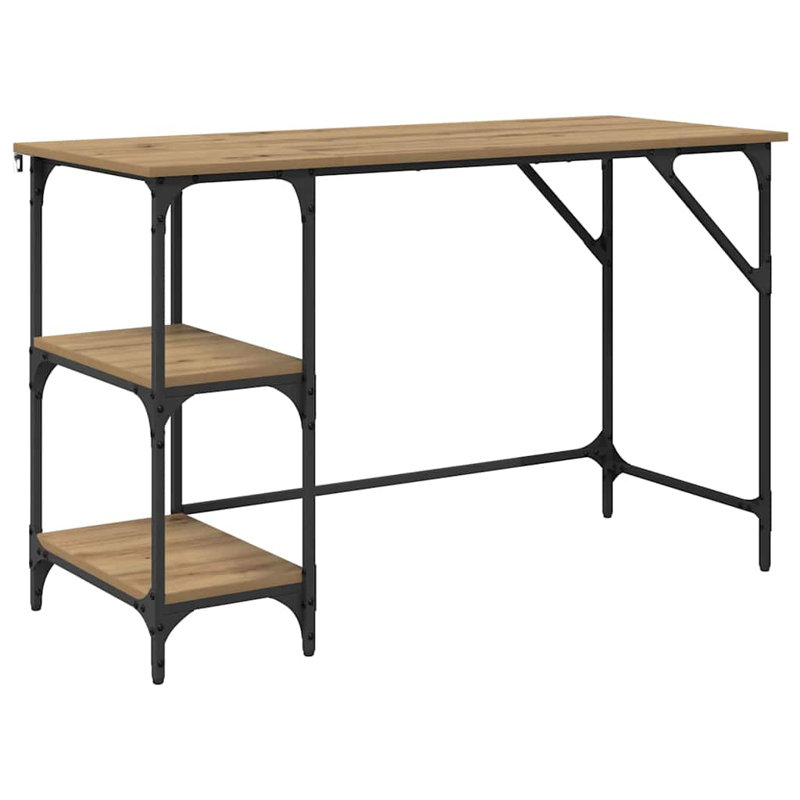 Metal Base Computer Desk, Artisan Oak