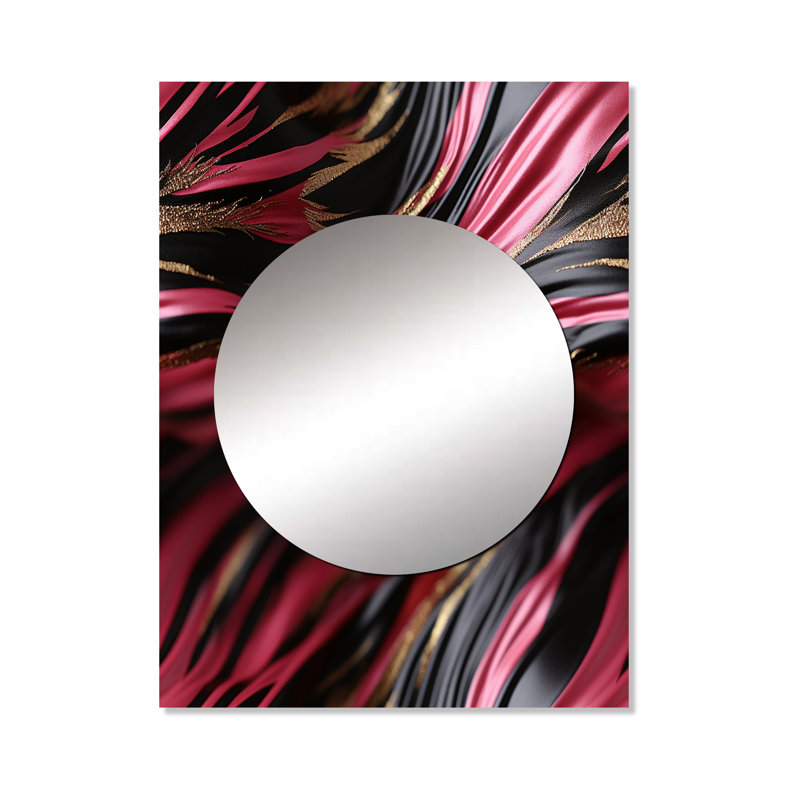 Zèbre rose et noir fractal I - miroir mural moderne unique, miroir moderne, art imprimé en métal, 40 po x 30 po