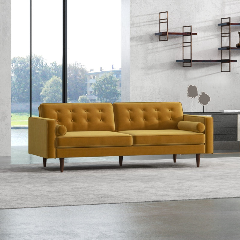 Kuhlman Upholstered 84.5'' Sofa, Gold