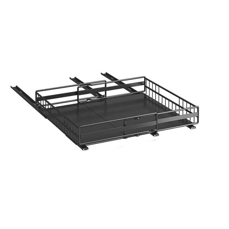 Adjustable Pull-Out Cabinet Organizer – No-Drill Film Mount, Width 12.2"–19.29", Heavy Duty Slide-Out Spice Rack for Kitchen Pantry Organization