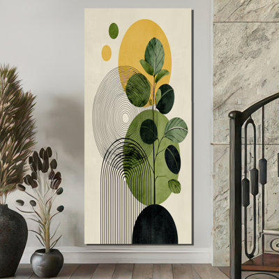 «Green and Black Bohemian Minimalist Geometric Plant - Botanicals Wall Art, Green Botanical, reproduction sur toile