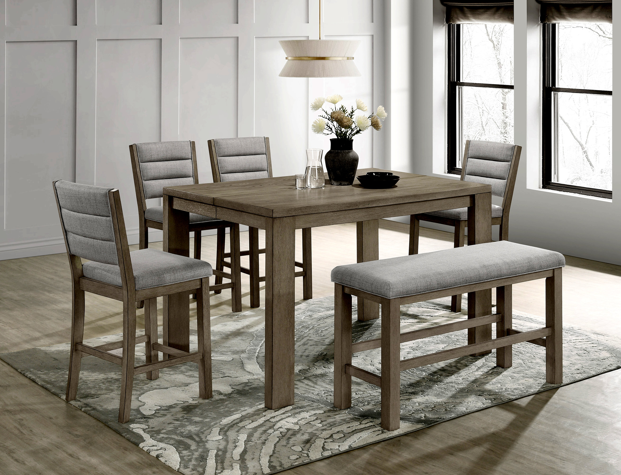 Wildon Home® 6Pc Dining Set Counter Height 18" Expandable Leaf Table ...