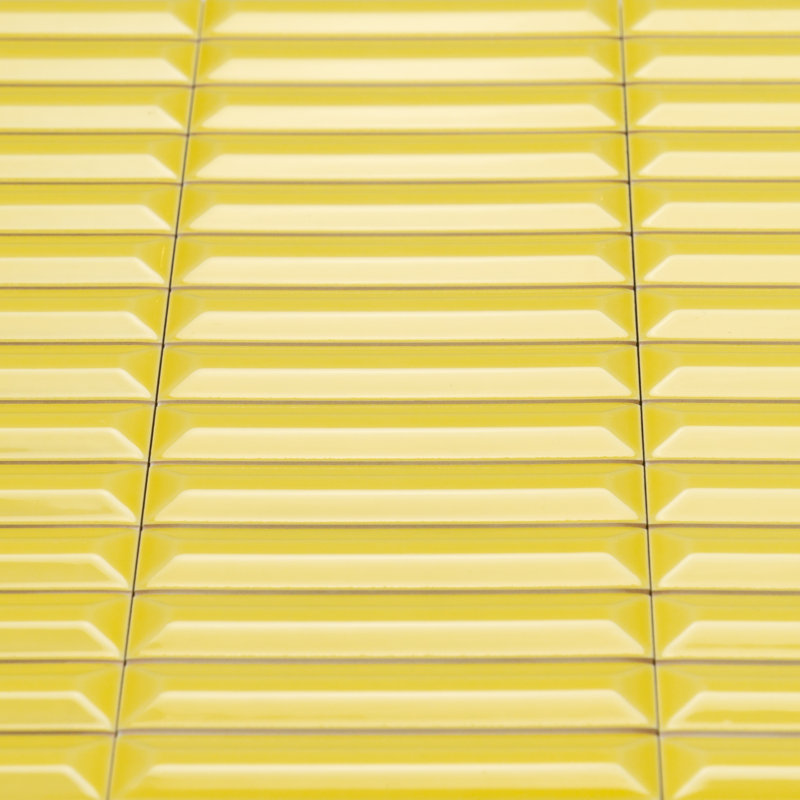 Carreau mural brillant 4 po x 12 po Hashi, Jaune