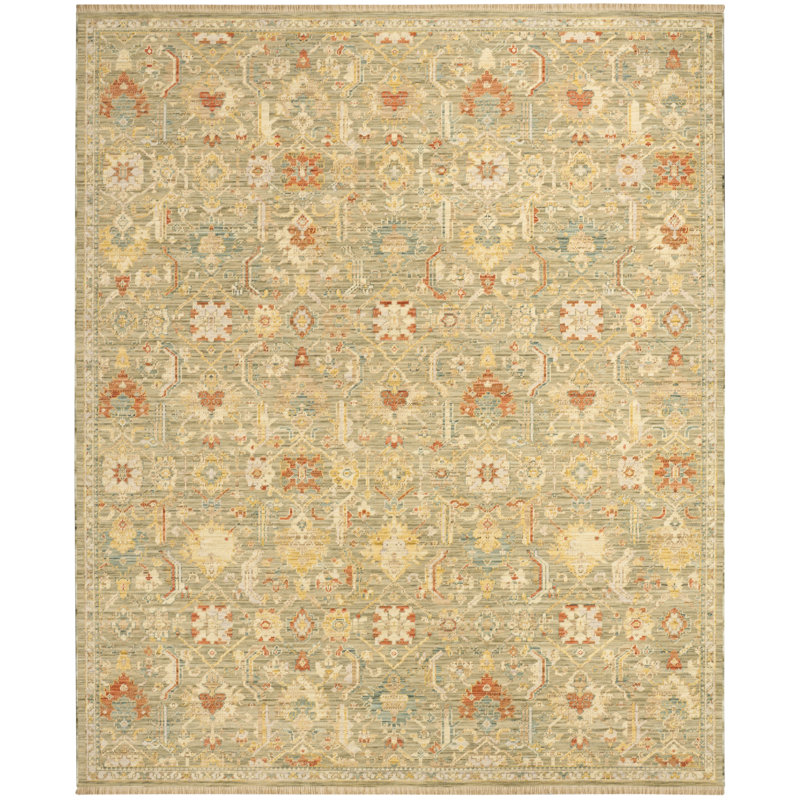 Tharun 5'6" x 8'6" Sage Multicolor Vintage Indoor Rug, Rectangle 5'6" x 8'6", Sage Multicolor