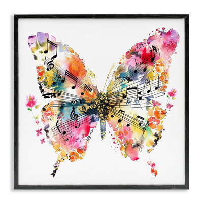 Papillon et notes de musique, estampe numérique par LSR Design Studio