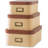 Kraft Decorative Boxes With Light Leather Lids, Set Of 3 Cardboard Memory Boxes For Keepsakes With Bronze Label Holders, Perfect For Home And Office Decor And Organizing