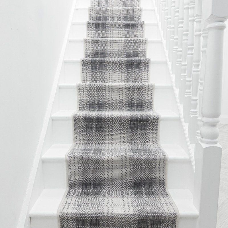 Stair Runner Plaid Flatweave Area Rug, Runner 60 x 630 cm