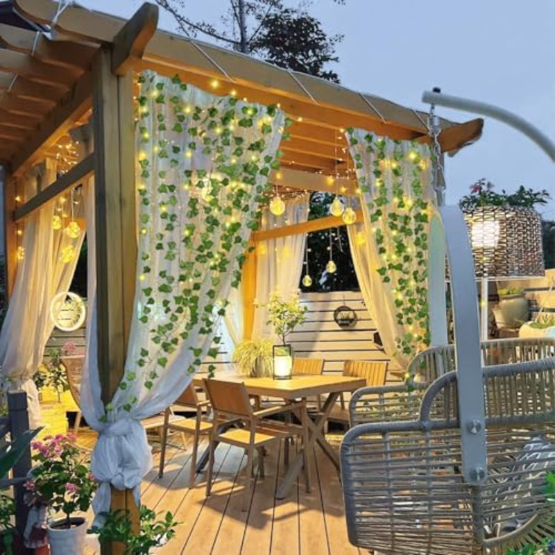 Ivy Fake Vines For Room Decor 12 Pack 86 FT Artificial Plant With 100 LED String Light Bedroom Aesthetic Hanging Greenery Garlands Backdrop Leaves For Wall Wedding Party Home Garden Décor
