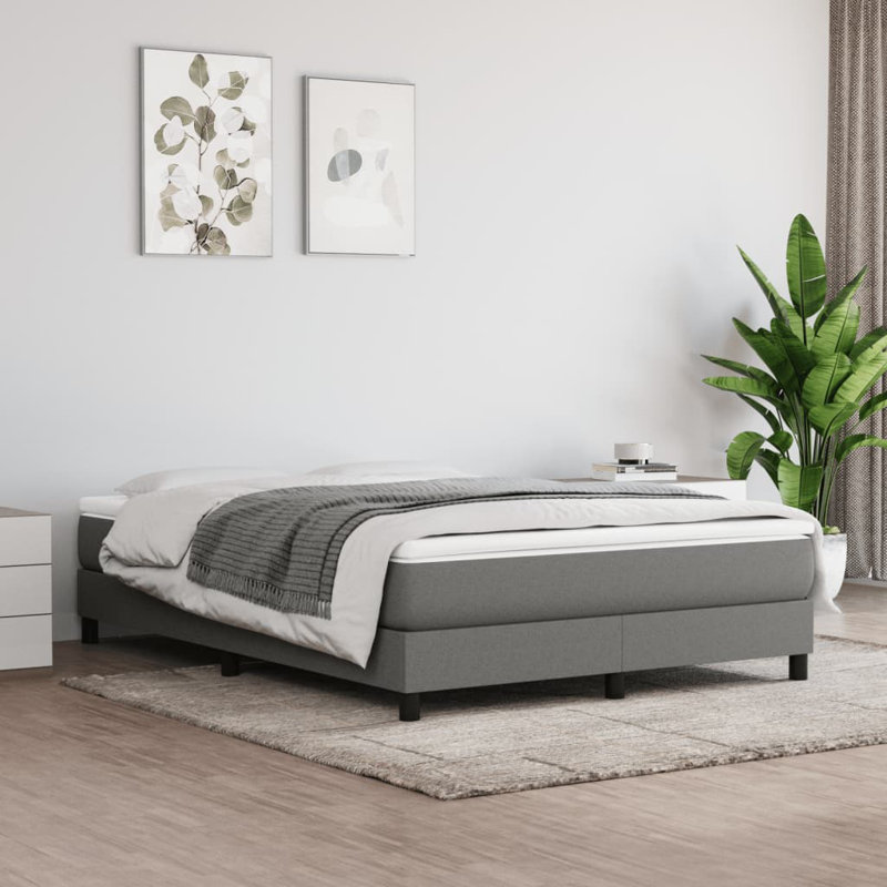 Structure de lit en tissu gris foncé avec contreplaqué et grand lit tapissier, Grand lit, Gris foncé