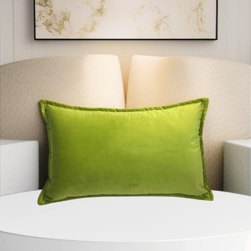 Rectangular Velvet Pillow Covers, Rectangular 12"H x 16"W, Lime Green
