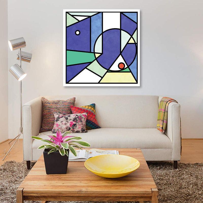 « urban square » par barruf, impression sur toile tendue, H 18 po x l 18 po x P 1,5 po, Toile avec cadre noir, Pas de tapis