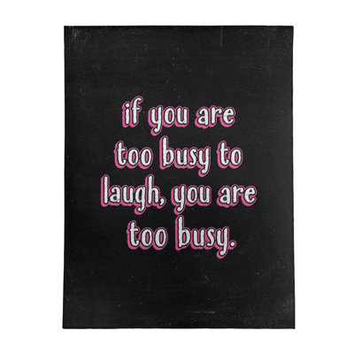 Tapis en chenille de polyester de style tableau noir «Make Time For Laughter»