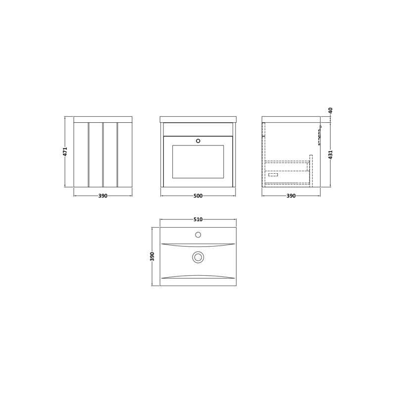 Ashwick 510 mm Bathroom Vanity, Satin Green