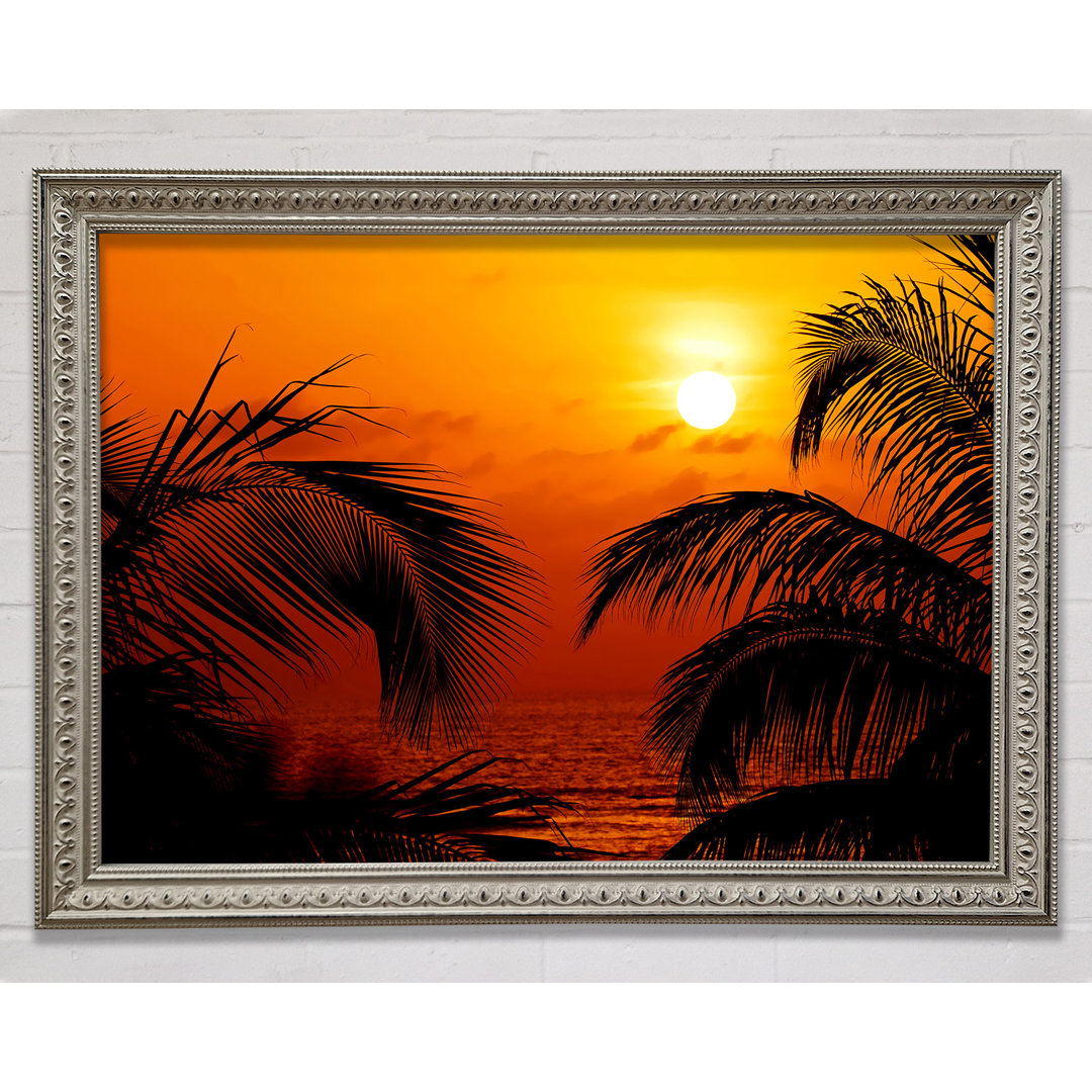 Orange Palmtree Sun - Einzelner Bilderrahmen Kunstdrucke