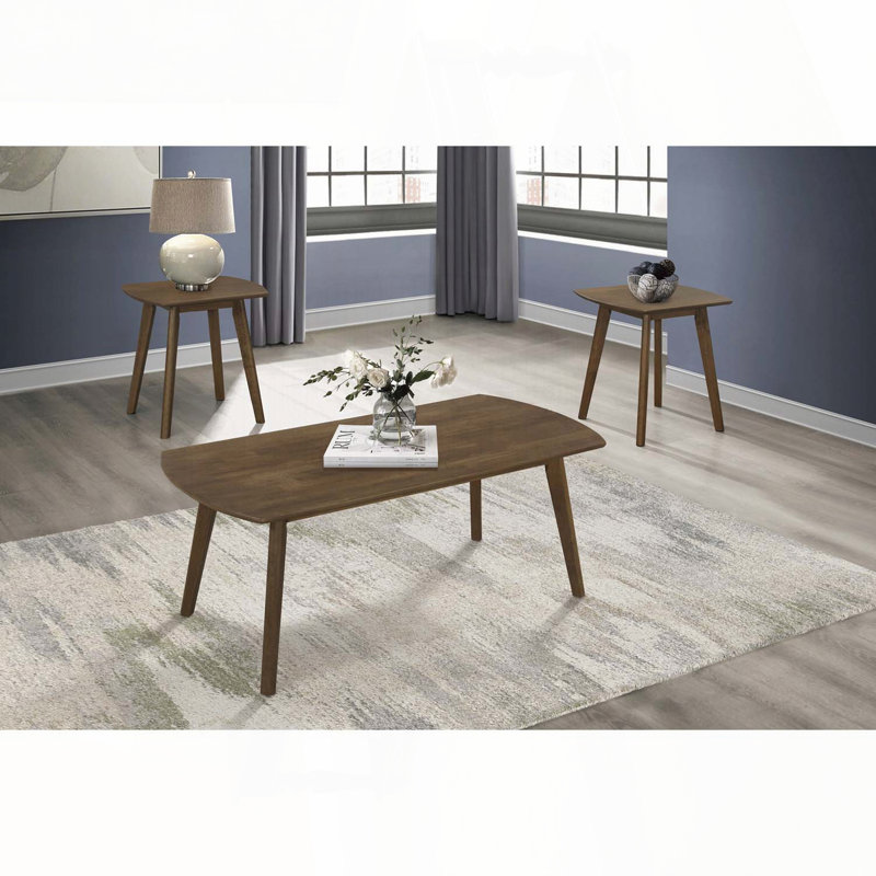 Ensemble 3 pièces tables de cocktail contemporaines avec finition noyer