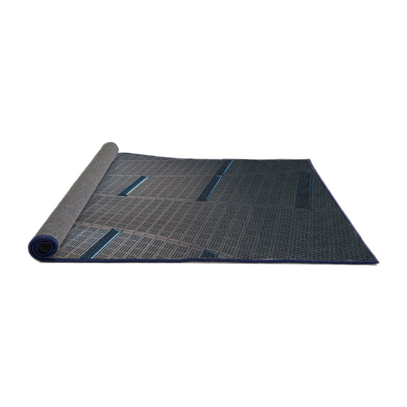 Tapis gris/bleu à tisser électrique, Rond 5 pi