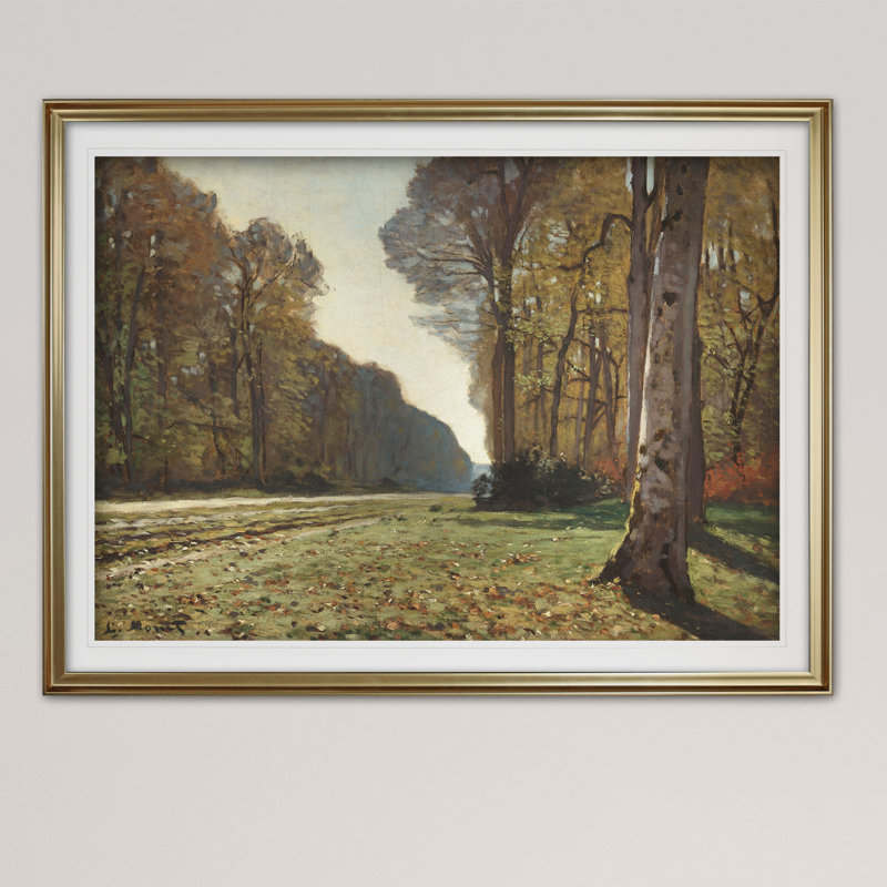 « the road of chailly » par claude monet, impression, H 31 po x l 43 po x P 1,5 po, Or