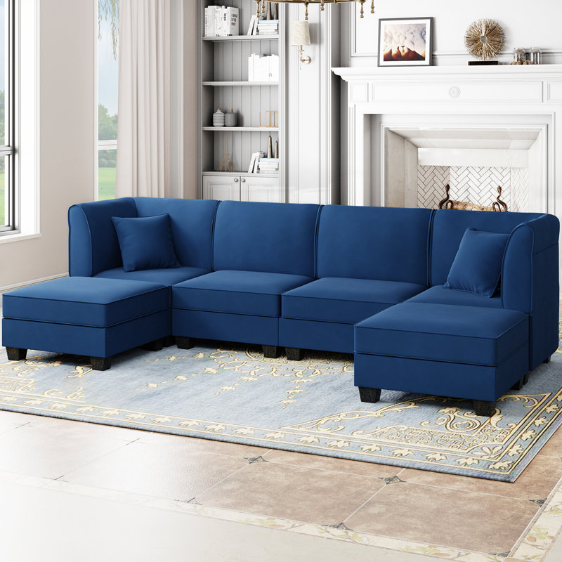 Canapé modulaire 6 pièces Emmett, Bleu très foncé