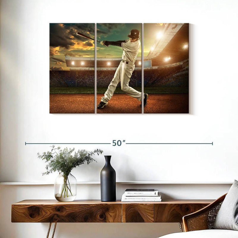 Sireci Baseball Player In Action, 24" H x 38" W