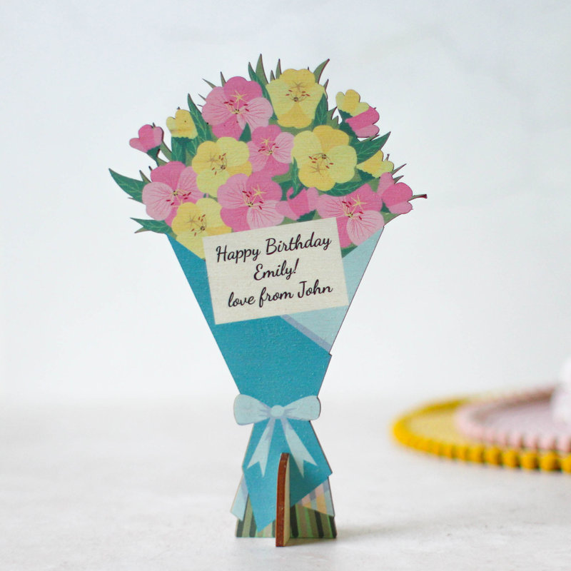 Josuke Personalised Birth Flower Card, February, Primrose, Yes