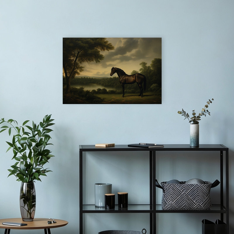 «Noble Horse Landscape Classic Peaceful Serene Horse Forest Landscape», reproduction d'art mural, H 12 po x l 18 po
