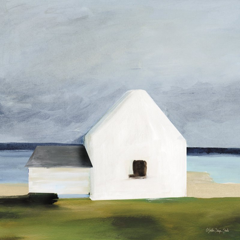 Beach Huts 1, H 12 po x l 12 po, Non, Cadre doré simple