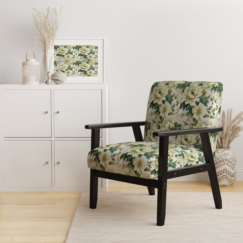Fauteuil d'appoint rembourré bohémien et éclectique Green And White