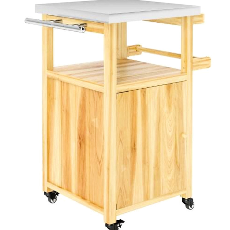 Robuste, support de gril, table chauffante, armoire de rangement, pivotant, chariot d'extérieur, plateau de table, structure en bois, caractéristiques de mobilité
