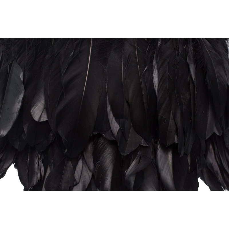 Abat-jour tambour en plumes (araignée), Noir, H 9,84 po x l 13,78 po x P 13,78 po