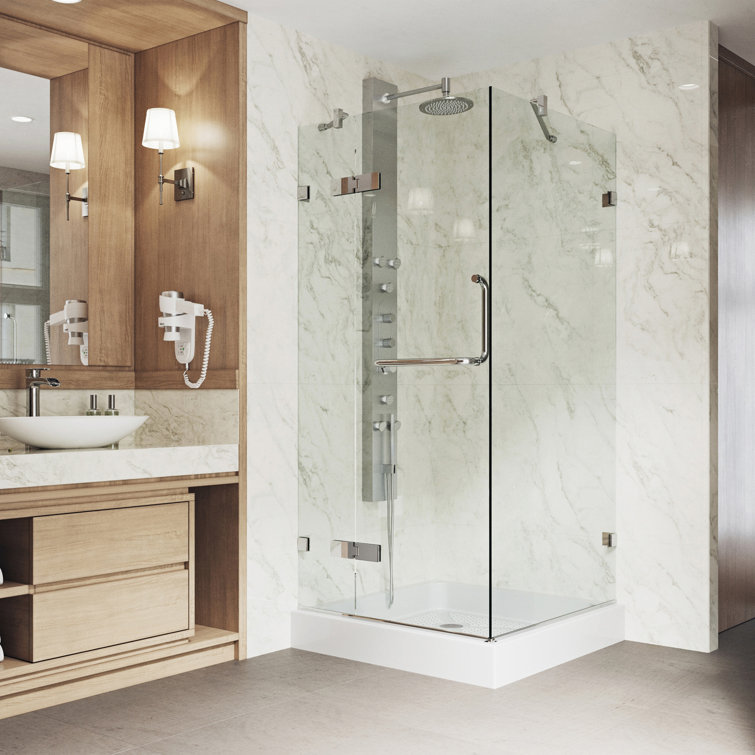 Monteray 36" W x 36" D x 79" H Hinged Frameless Shower Enclosure with 3/8  Clear Glass&Base