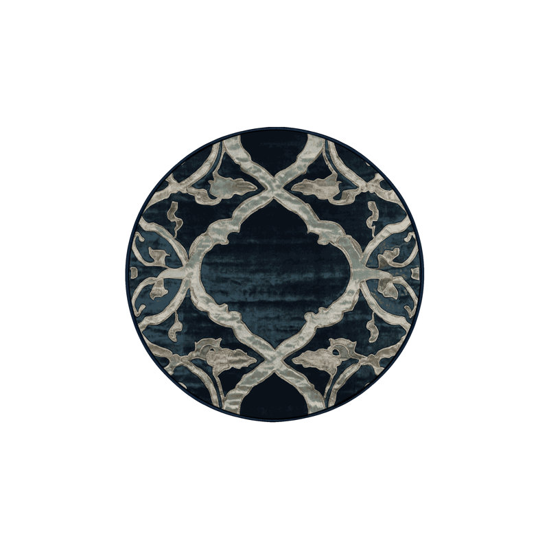 Tapis gris lavable à la machine, Rond 6 pi