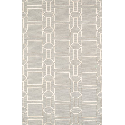Tapis gris / blanc touffeté à la main à motif géométrique