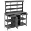 Banc de jardin en pot gris avec tiroirs, armoire et table basse en bois gris