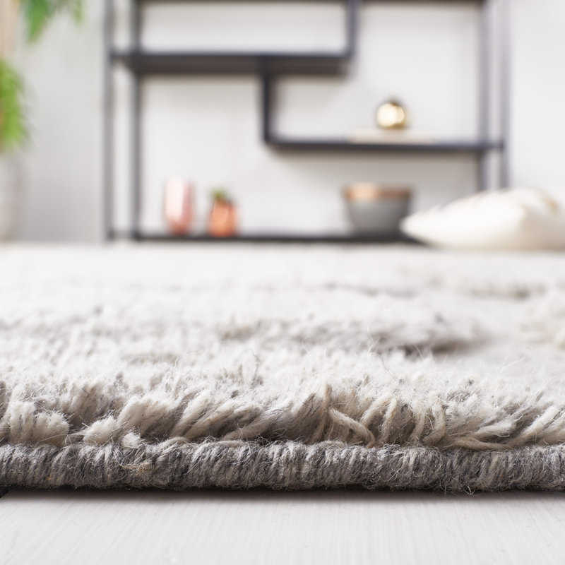 Brogun Solid Color Handmade Flatweave Wool/Cotton Area Rug in Gray, Runner 2'3" x 8'
