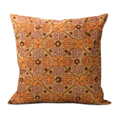 Embroidered Cotton Reversible Pillow Cover