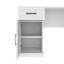 Bureau d'ordinateur en L avec 2 armoires, 2 tiroirs, 11 tablettes ouvertes et prise de courant pour bureau et bureau-121068712